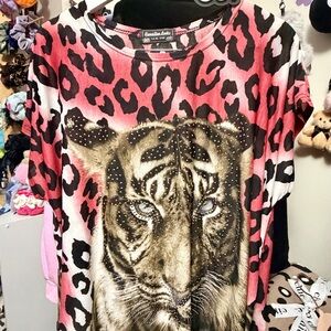 Animal Women's Pink and Black Leopard Tunic